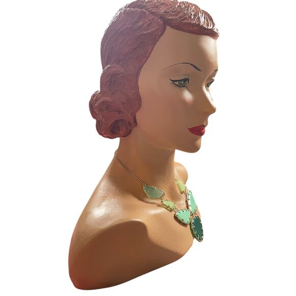 Vintage Kendra Scott Green Marisol Necklace Gold Plated Bib Statement Retired - Picture 6 of 12